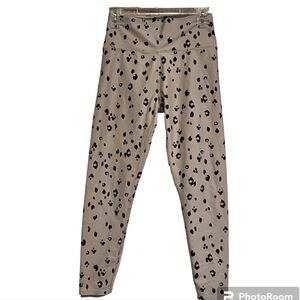 Sage Work Out Leggings Tan & Black Leopard Print Polyester Spandex Blend Size M